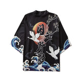 Haori | grue à la lune Noir