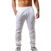 pantalon décontracté en lin avec taille élastique
