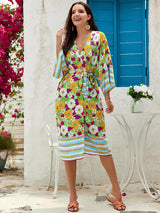 Kimono de plage fleuri