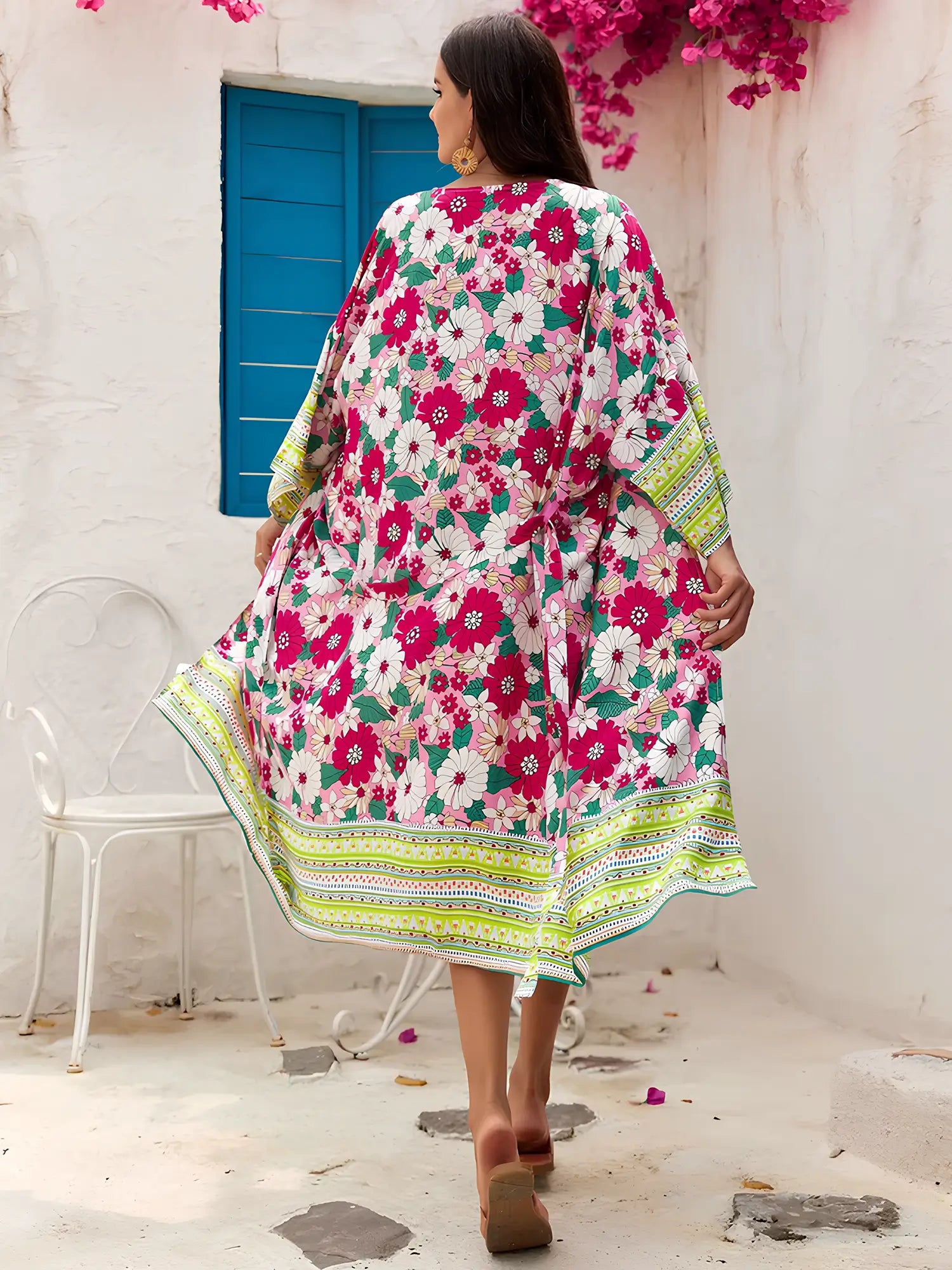 Kimono de plage fleuri