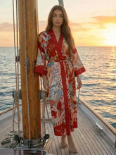 Kimono Long de Plage BohĂšme Rouge | Hana Fire