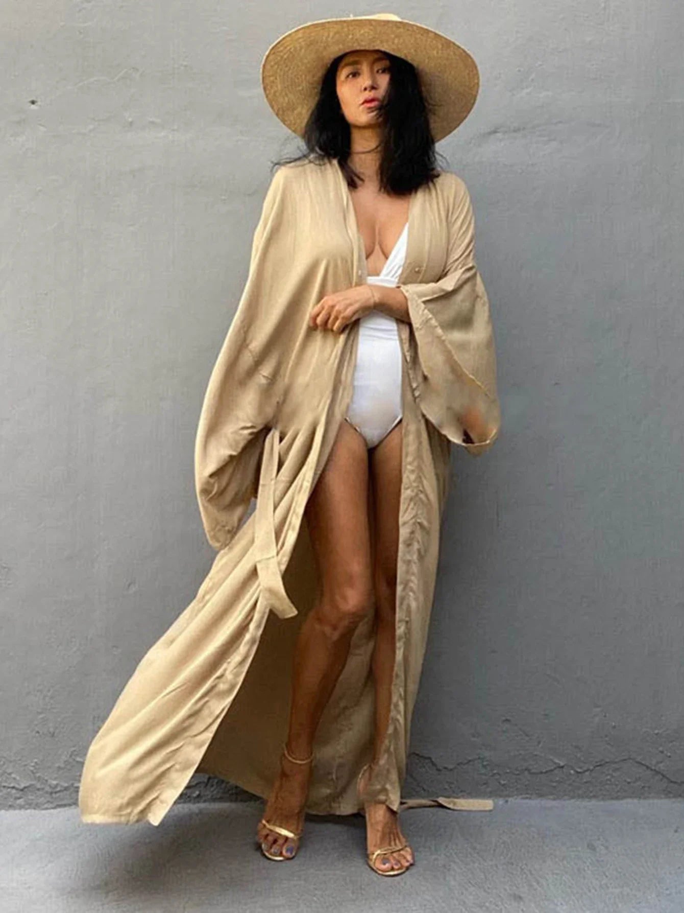 kimono long coloré en soie