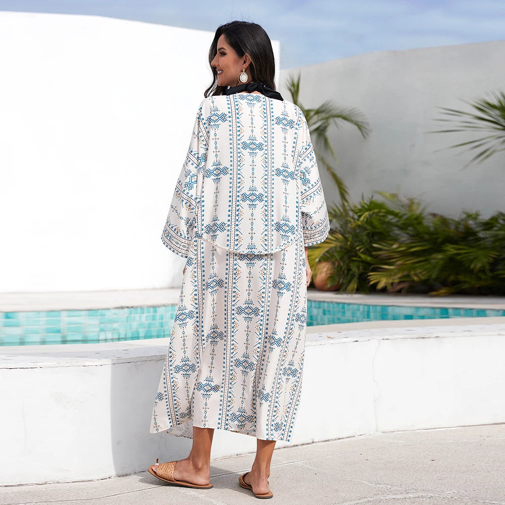 vêtement long bohème imprimé pour l'été