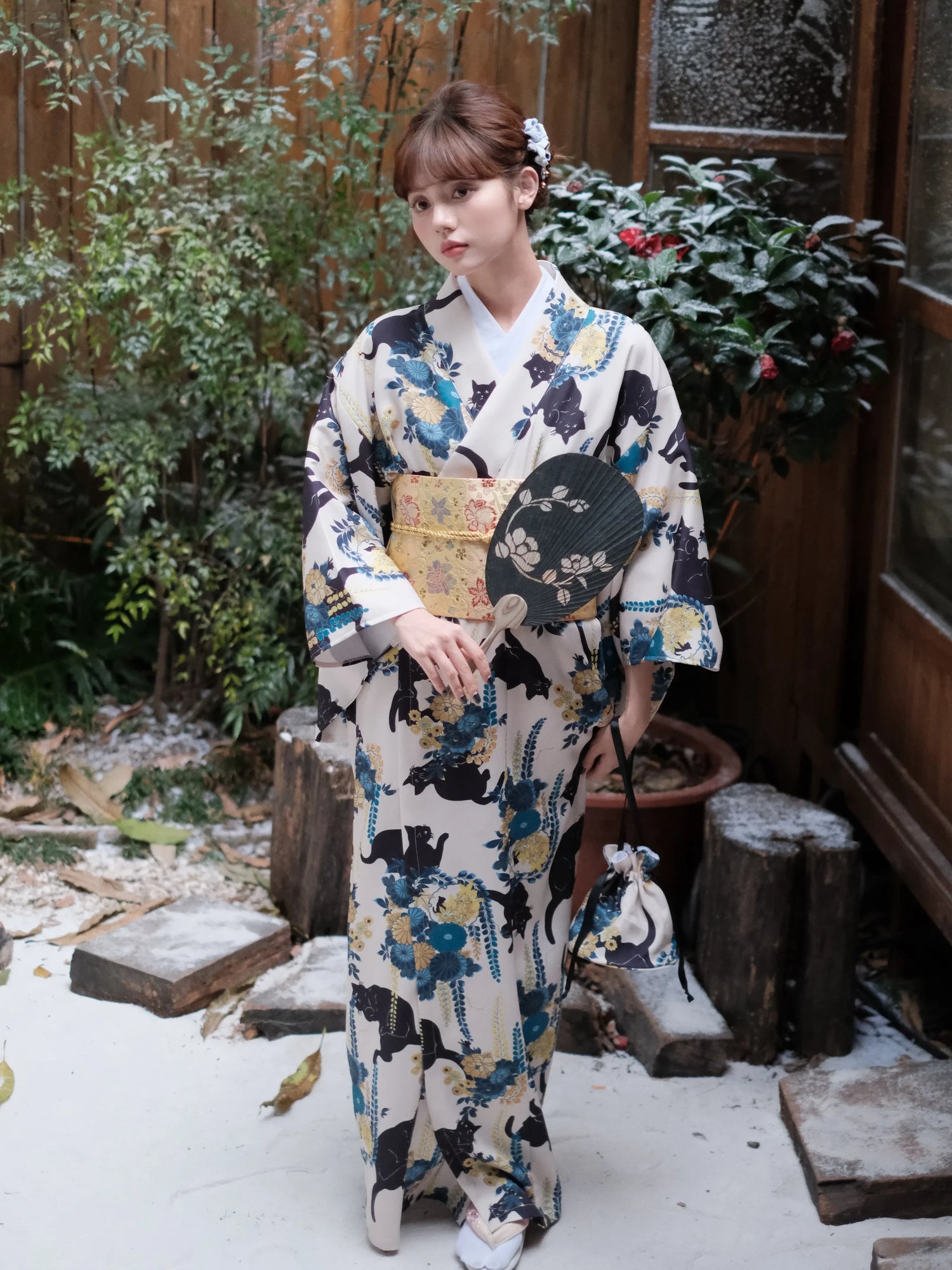 Kimono Japonais Neko Hanami
