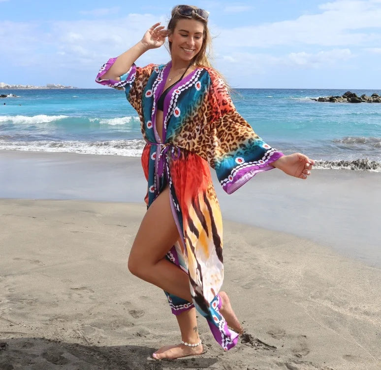 kimono de plage imprimé