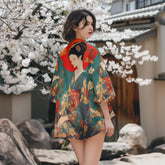 Veste Kimono Femme Avec Motifs De Geisha
