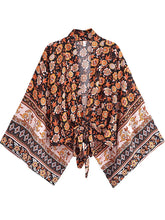 Kimono court de plage | cachemire Noir