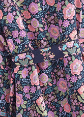 Kimono court de plage | fleurs des champs Noir