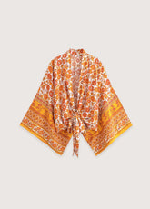 Kimono court de plage | bohème fleuri Jaune