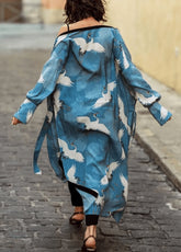 kimono en soie avec design de grues célestes