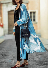 kimono long en motifs de grues célestes
