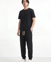 Pantalon japonais Kaito noir, coupe jogger taille elastique cordon, mode japonaise homme