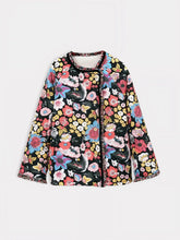 Veste kimono fleurie vintage Garden Eclipse vue de face à plat sur fond blanc avec motifs floraux colorés