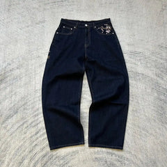 Pantalon Baggy Japonais Brodé Sakura