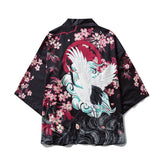 Haori | grue et cerisiers Noir