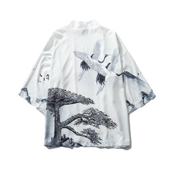 Haori | grues et pins Blanc