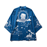 Haori | éventail et flocons Bleu
