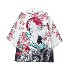 Haori | grue et cerisiers Blanc