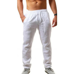 pantalon décontracté en lin avec taille élastique