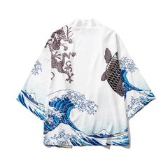 Haori | carpe et vague Blanc