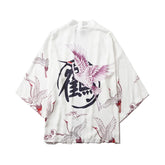 Haori | grues et calligraphie Blanc
