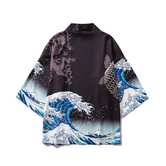 Haori | carpe et vague de Kanagawa Noir