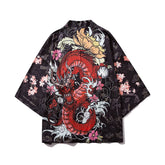 Haori | dragon rouge et pivoines Noir