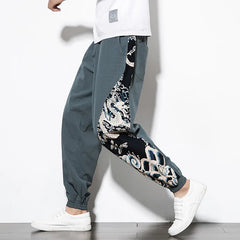 pantalon en toile avec design dragon