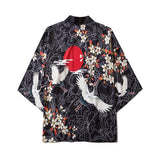 Haori | grues au disque rouge Noir