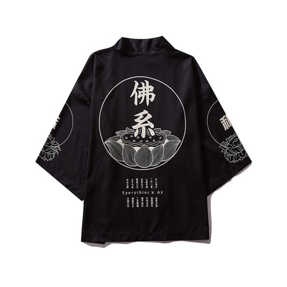 Haori | calligraphie bouddhiste Noir