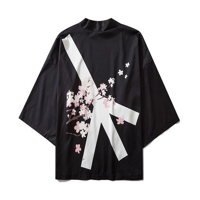 Haori | croix et cerisier Noir