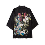 Haori | geisha aux chrysanthèmes Noir