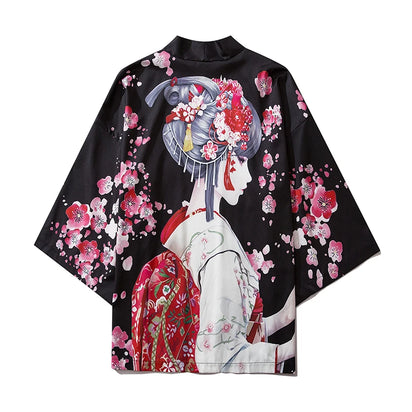Haori | geisha aux cerisiers Noir