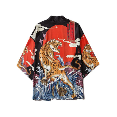 Haori | tigre et vague Noir et rouge