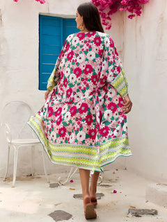 kimono de plage fleuri coloré
