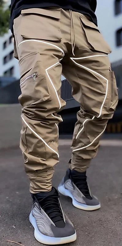 pantalon cargo hip hop réfléchissant