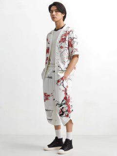 Pantalon Japonais Homme Fleurs Sérénité porté en look moderne