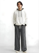 Pantalon japonais homme Akeno coupe ample plissée gris anthracite, taille élastique avec cordon, style japonais moderne