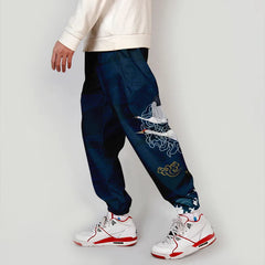 Pantalon Décontracté Japonais Avec Motif De Grues