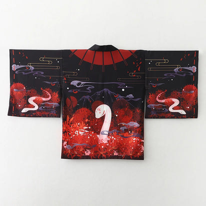 Haori | serpent blanc Noir, dos