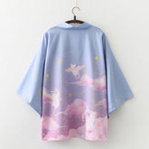 Haori | chats et constellations Bleu ciel, dos
