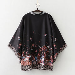 Haori | scène de matsuri Noir, dos