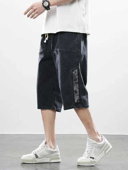 pantalon jean court style japonais décontracté