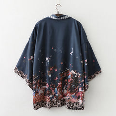 Haori | scène de matsuri Bleu ardoise, dos