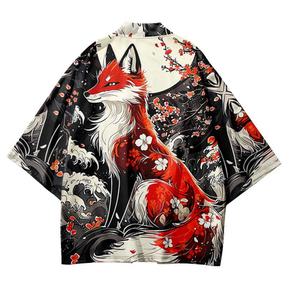 Haori | renard et cerisiers