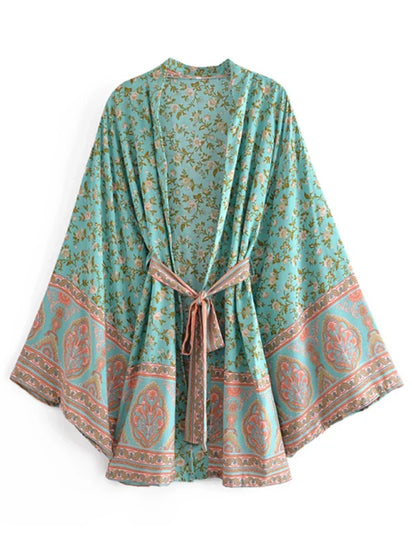 Kimono court de plage | jardin vert Vert