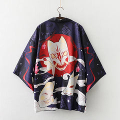 Haori | masque de renard Bleu nuit, dos