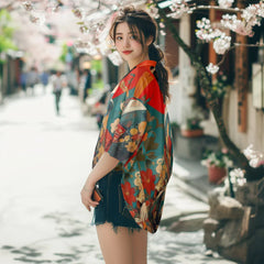 veste kimono femme motifs geisha