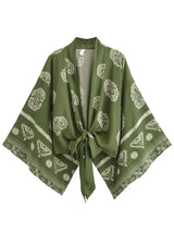 Kimono court de plage | médaillons Vert