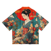 kimono pour femme avec motif japonais de geisha